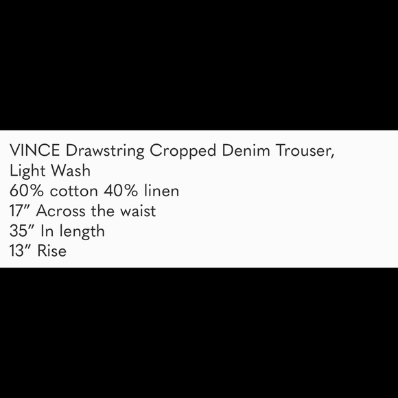 VINCE Drawstring Cropped Denim Trouser, Light Wash - Picture 7 of 7